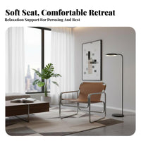 Modernist Inspired cylindrical Frame Armchair Stylish Design Lounge Chair Minimalist Design Accent Seat Modern Aesthetic for Interior Designers, Homeowners, Readers, Living Room, Bedroom, Office, Library