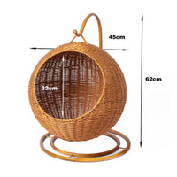 Imitation Rattan Cat Hammock Breathable Rattan Cat Nest Space-Saving for Small Pets