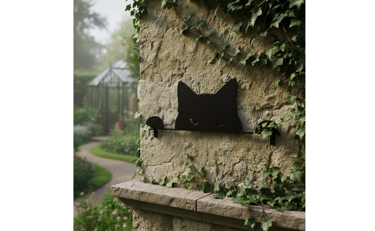 Black Feline Wall Decor Minimalist Black Cat Wall Art Decoration Flat for Halloween, Porch, Garden