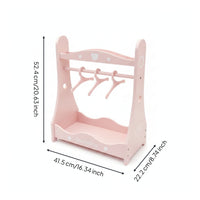 Doll Clothes Rack Rounded Side Panels White Decorative Dots Dots Toy Furniture for Children