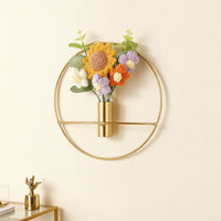 Modern Wall Vase with Flowers Minimalist Metal Vase Flowers Wall Art Boho Outdoor for Bedroom