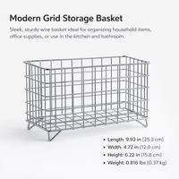 Bathroom Storage Wire Mesh Baskets for Office Desk and Pantry Organization, Small for Students and Accessories, Metal Construction