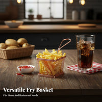 Restaurant Design Mini French Fry Basket Miniature Size Mini Fry Basket Easy to Clean Individual Food Server Multi-Purpose for Restaurants, Pubs, Parties