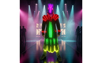 Full-Body LED Costume Glow Glowing Suit with Helmet Nightclub Light up Costume Wearable for Cosplayers, Halloween