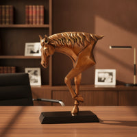 Horse Sculpture with Pedestal Sleek Horse Statue Luxury Ornament for Homeowners, Office