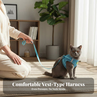 Double Security Cat Harness and Leash Set Easy to Wear Adjustable Kitten Harness Lightweight for Cats, Kittens, Night Walks, Outdoor, Travel