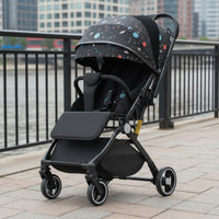 Adjustable Recline Lightweight Foldable Stroller Shock Absorption Reversible Baby Carriage Single-Hand Fold Reclining Infant Pram for Infants, Newborns, Toddlers, Outdoor