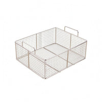 Fine Mesh Stainless Steel Fry Basket Rectangular Deep Fryer Basket Flat Base Kitchen Tool Reinforced Rim
