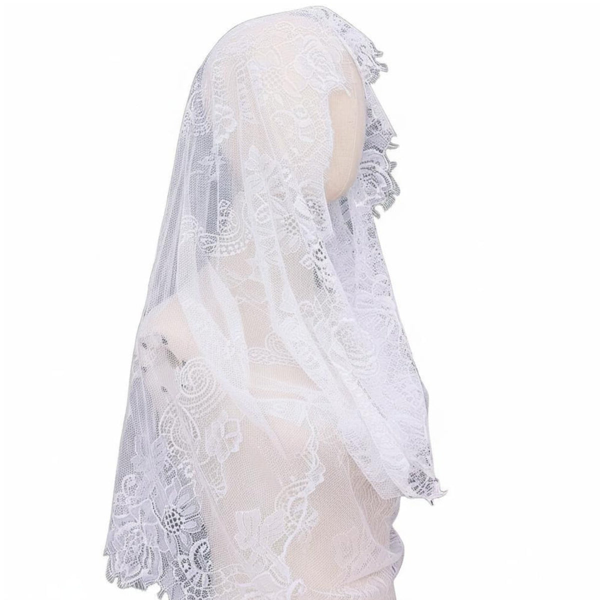 Soft Mesh Semi-Cover Veil, Lace Pattern, Bridal Headpiece, Wedding Ceremony Accessory