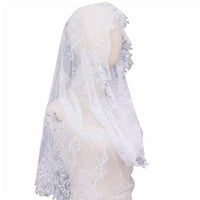 Soft Mesh Semi-Cover Veil, Lace Pattern, Bridal Headpiece, Wedding Ceremony Accessory