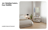 Rolling Coat stand featuring Shelves Freestanding for Closet, and aesthetic aficionados
