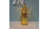 Perforated Metal Lantern LED Hollow-out Lantern Long-Lasting Safe for Tabletop, Patio