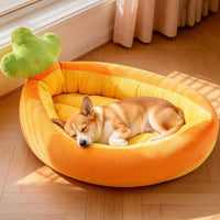 PP Cotton Filled Soft Carrot Dog Bed Soft and Comfortable Carrot Pet Bed Machine Washable Cat Lounger Easy to Clean for Small Dogs, Young Dogs, Cats