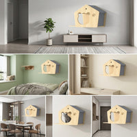 Wall Mounted Cat Furniture, Solid Wood Cat Shelves with Scratching Surface, Cat Perch and Bed, Shelves and Perches for Large Cats