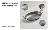 Serving Piece Oval Stainless Steel Tray Tableware Gold-Toned Handles Rounded Edges