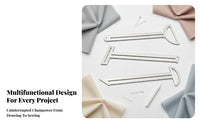 3 Pieces Multifunction Stainless Steel Ruler Set Printed Scale Curved Ruler Set Slim Flat Measuring Tool Silver-Colored