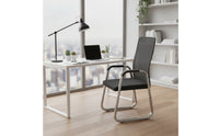 Sled Base Chair Padded Armless Chair Compact for Telecommuters, Students, Home Office, Study Room