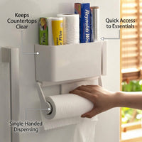 Cabinet Fridge Organizer for Students, No-Drill 1 Tier Refrigerator Side Storage Shelf, Multi-functional Countertop Rack for Paper Towels, Kitchen