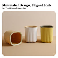 Desktop Trash Can Pressure Loop Design Desktop Wastebasket Small Office Paper Basket Space-Saving Size Countertop Trash Bin
