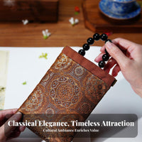 Chinese Brocade Pouch Portable Chinese Silk Brocade Purse Versatile Storage Self-Closing Jewelry Bag for Women, Collectors, Gifting, Daily Use, Travel