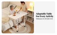 Mobile with Wheels Rolling C-Shaped Table Space-Saving Adjustable C-Shaped Side Desk Spacious Desktop Bedroom Furniture Rounded Corners for Apartment Dwellers, Telecommuting Workers, Students, Small Areas, Living Room, Home Office