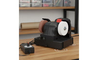Sturdy Long-Lasting Mini Electric Bench Grinder Multi-Functional Double Wheel Polishing Machine Fast Heat Dissipation Small Desktop Grinder 100W Engine for DIY Enthusiasts, Crafters, Workshop, Garage