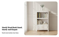 Multi-Tier Shelving unit with Drawers timeless Design shelving unit long-lasting Construction Storage Furniture Adjustable Shelves for Book Lovers, Students, Homeowners, Study Room, Bedroom