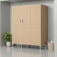 Sturdy Double Door Portable Closet Large Capacity Steel Frame Cloth Armoire Collapsible Portable Clothes Organizer Dustproof for Renters, Rental Apartment
