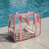 Large Capacity Clear PVC Tote Bag Easy to Clean Waterproof Cosmetic Bag Portable Clear PVC Pouch Lightweight for Women, Swimming, Beach