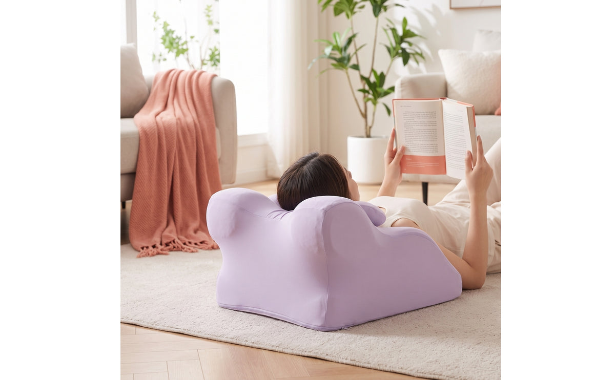Chest Support Lounger Contoured Bed Cushion with Topper Ergonomic Physical Support Pillow for Readers, Reading Corner, Floor