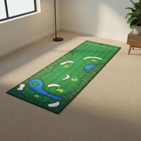 Simulated Course Design Indoor Putting Mat Velvet Surface Putting Training Mat Anti-Slip Bottom Golf Practice Carpet Non-Skid Backing for Beginners, Office, Home