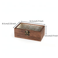 Hinged Display Case with Glass Lid Embossed Wooden Box with Glass Lid Wood-Grain Jewelry Box Decorative for Women, Desktop, Dresser, Vanity