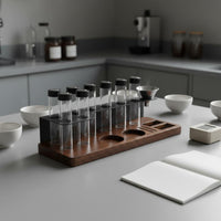 8 Pieces Portable Transparent Coffee Bean Storage Rack Freshness Lock Airtight Glass Jar Easy to Clean for Cafe
