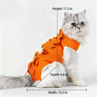 Cat Recovery Suit with Tie-Back, Printed Polyester Spay Neuter Recovery Suit, Short Sleeve Weaning Suit for Post Operative Care After Surgery