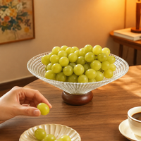 Luxury Clear Glass Fruit Bowl, Footed Serving Bowls for Dinner Parties, Decorative Glass Bowl for Kitchen Counter