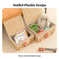 Lidded Wovendesign aesthetic Box With Lid Organizing Basket Stackable for Bedroom, Parents