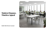 Easy to Clean Rectangular Table and Chair Set Scratch Resistant Rectangular Table with 4 Chairs Long-Lasting Construction Cafeteria Furniture Strong Load-Bearing for School Administrators, Apartment Dwellers, Cafeteria, Food Court, Employee Dining Room