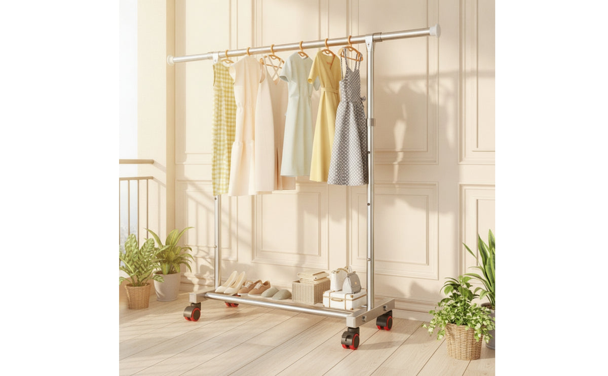 Stainless Steel Clothes Drying Rack Height Adjustable Clothes Rack with Shelf Telescoping Heavy Duty for Laundry Room, Bedroom, Balcony