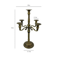 Romantic Atmosphere 5-Arm Candelabra Ornate Design Bronze Candle Stand Wrought Iron Branch Candle Holder Freestanding for Wedding, Dining Room, Party