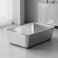 Cat Toilet and Open Top Stainless Steel Tray, Square Structure Indoor Pan for Large Cats and Young Felines Anti Leakage Design