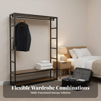 Exposed Concept Unrestricted Standing Closet System Large Capacity Multi-Section Clothing Organizer Space Saving Garment Rack Sturdy Frame for Apartment Dwellers, Homeowners, Families, Bedroom, Dressing Room, Basement
