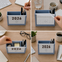 2026 Creative Desk Calendar Pen Holder with Memo Pad and Storage Box