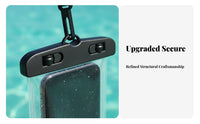 Full Tap-Sensitive Screen Functionality Waterproof Phone Pouch High Clarity Underwater Phone Case Secure Lock Seal for Swimmers, Beach