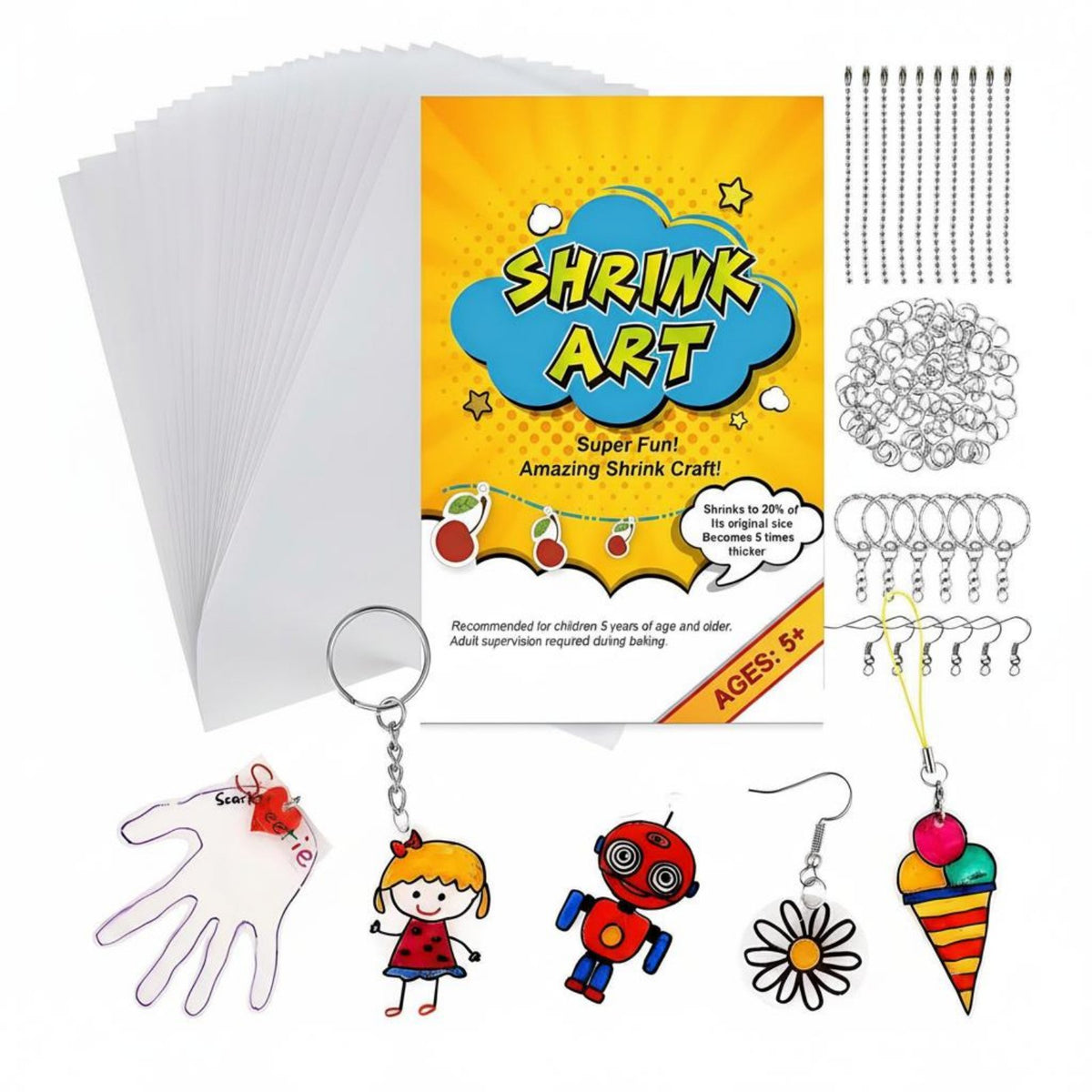 175 Pieces Shrinks to 20% Size Shrink Plastic Sheet Set Frosted and Glossy Sides Heatable Shrinky Paper Kit for Children