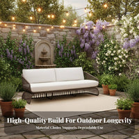 Weather Resistant 4-Piece Woven Sofa Set Luxurious upholstered pads Outdoor Furniture Modern & design Patio Seating Removable upholstered pad cases for Hotel Owners, Party Hosts, Garden, Backyard, Terrace, waterside