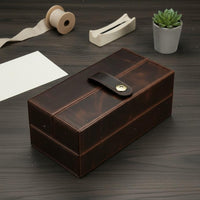 Flip-Top Lid Leather Watch Box Retro Design Personal Storage