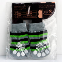 Pet Cotton Socks with Anti-Slip Bottoms, 4-Pack Dog Socks for Scratch Protection