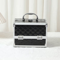 Large Capacity Makeup Box with Mirror Easy to Organize Mirror Makeup Case Long-Lasting Cosmetic Travel Case Hard Shell for Nail Technicians, Outdoor