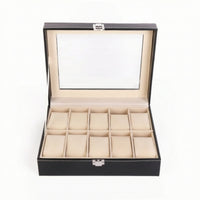 Watch Display Box Black Watch Case with Window Dustproof for Home Storage