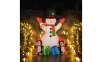 Outdoor Inflatable Snowman with Penguins Festive Snowman with Top Hat Foldable Yard Decoration Long-Lasting for Garden